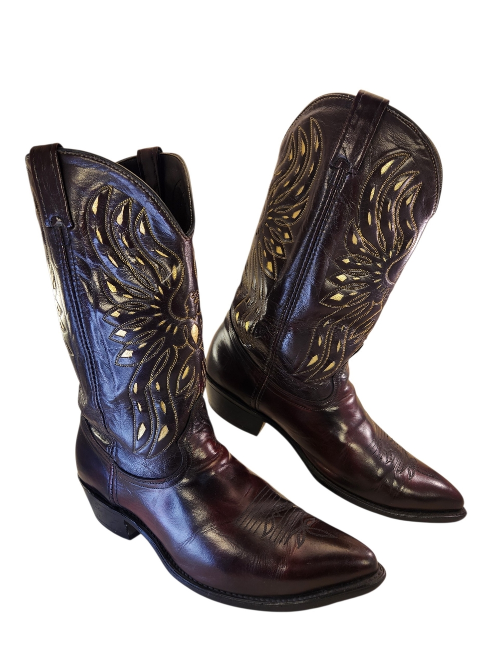 Acme VTG 1980’s Thunderbird EAGLE Inlay BLACK CHERRY Rockabilly Boots Men’s 13 D